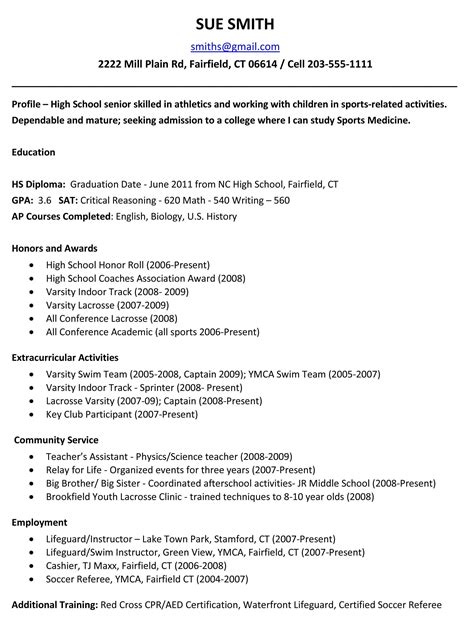 example resume for high school students for college applications school resume template… | High ...