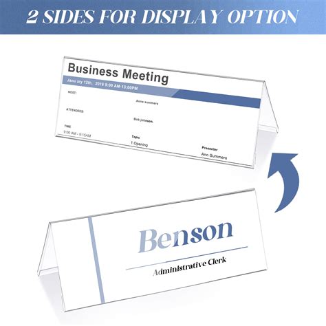 Clear Plastic Name Tent Holders 11" x 4.25" Acrylic Name Plate for Desk ...