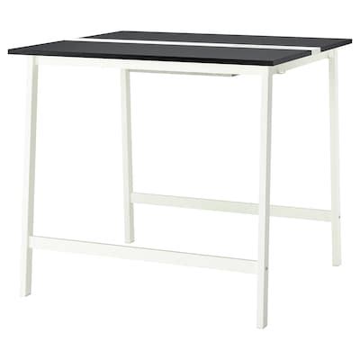 MITTZON conference table, black stained ash veneer/white, 120x108x105 ...