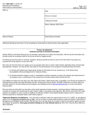 Fillable Online SSA 1003 F3. STATEMENT OF AGRICULTURAL EMPLOYER FOR ...