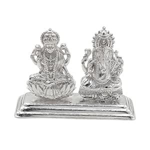 Buy Sahiba Gems Solid Pure Silver Chandi Small Size Lord Laxmi & Ganesh ...