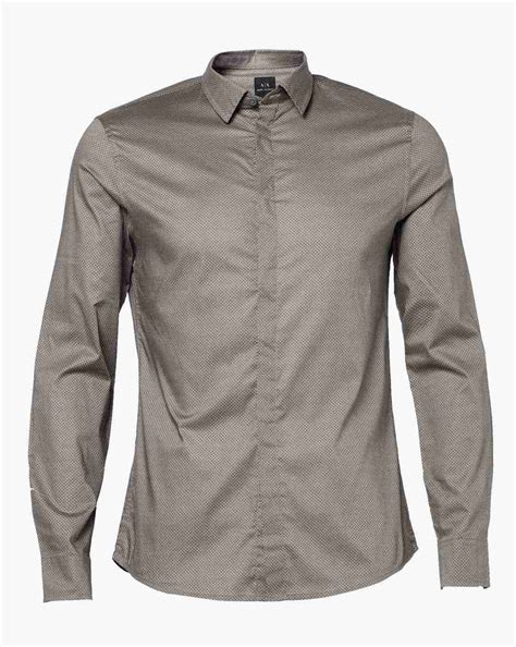 Men Brown Armani Classics Slim Fit Casual Shirts
