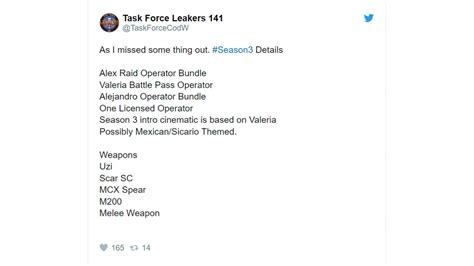 The Call of Duty season 3 leak indicates a new intro with Valeria's escape