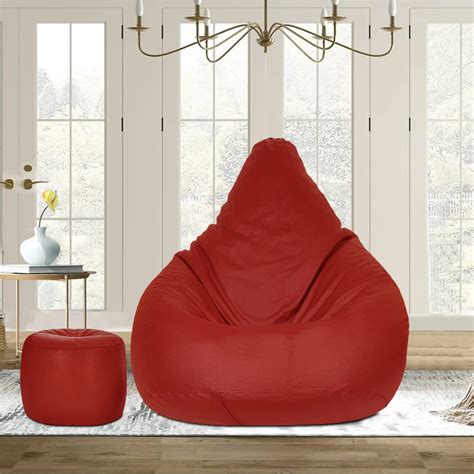 SD Store Bean Bag with Relaxing FootRest with Filled Beans Red Color ...