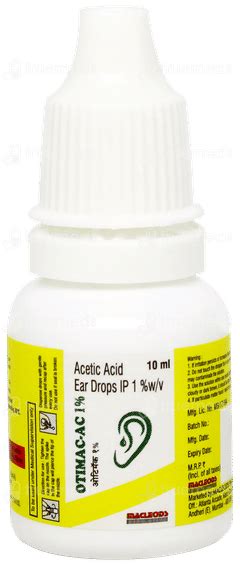 Otimac Ac 1 Ear Drops 10ml - Uses, Side Effects, Dosage, Price | Truemeds