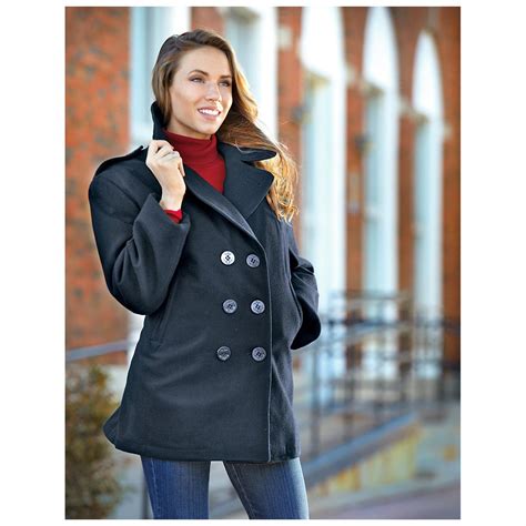 Black Pea Coat Womens