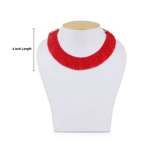 Giri - Crystal Necklace | Red Choker Necklace | Crystal Choker