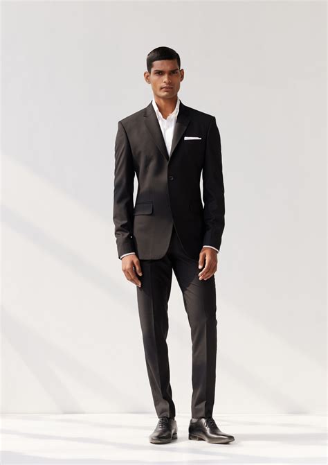 Asphalt Black Single Breasted Twill Blazer – Black & Blanc