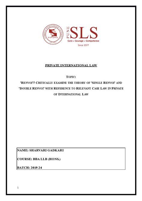 Private International Law - PRIVATE INTERNATIONAL LAW TOPIC: 'RENVOI ...