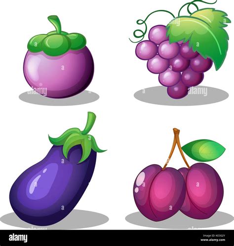 Fruits and vegetable in purple illustration Stock Vector Image & Art ...
