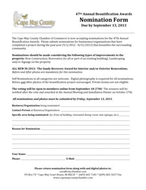 Fillable Online 47th Annual Beautification Awards Fax Email Print ...