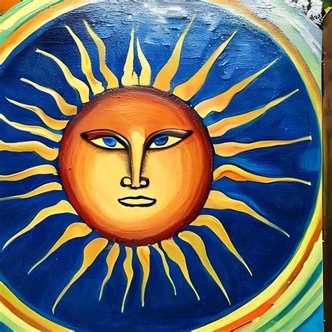 Summer Sun With Face Art Print Free Stock Photo - Public Domain Pictures