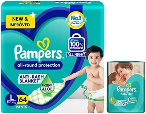 Buy Pampers All round Protection Pants, Large size baby Diapers, (L) 64 ...