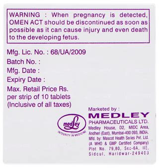 Omen Act 205125 Mg Tablet 10 - Uses, Side Effects, Dosage, Price | Truemeds