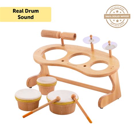 Mini Drum Set | Kid's Wooden Drum Toy | Brainsmith Swoora Music Toys