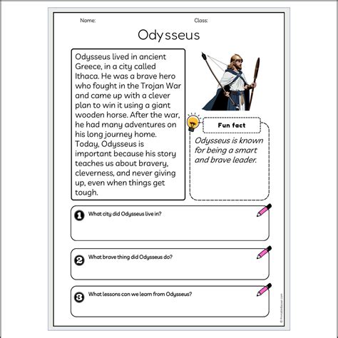 Odysseus | Reading Passage Comprehension Questions Writing Facts Works ...