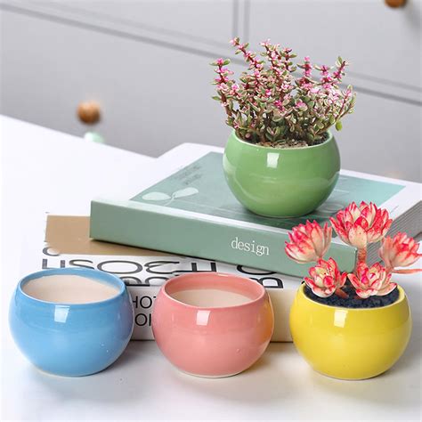 Ekhasa Small Ceramic Pots for Plants with Drainage Hole | Planters Pot ...