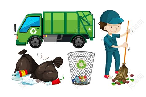 垃圾桶垃圾车循环使用png素材免费下载 - 觅知网