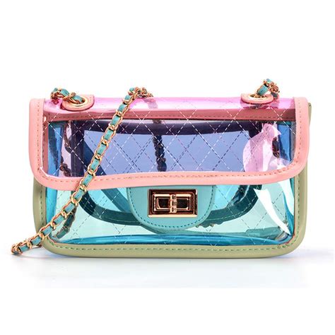 Women Transparent Jelly Bag Lingge Chain Bag Shoulder Bag Classic ...