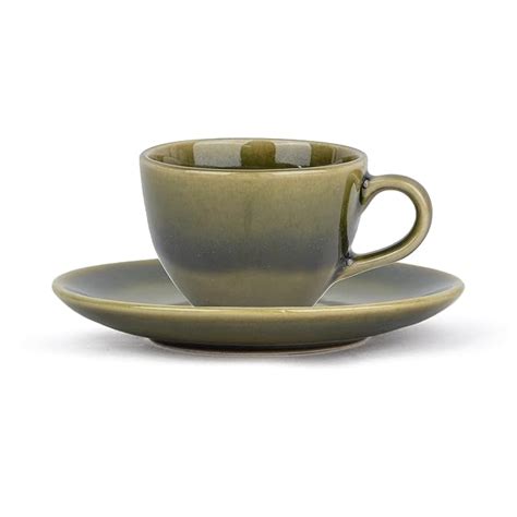 Shay Ceramic Cup And Saucer Set Of 6, Mehndi Ombre, 200Ml | Cup Saucer ...