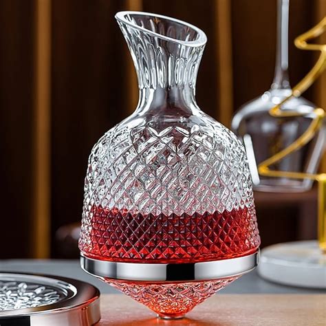 Luxury Rotating Wine Decanter Lead-Free Clear Crystal Glass Red Wine ...
