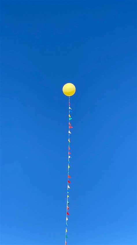 Download wallpaper 1350x2400 balloon, sky, yellow, blue, minimalism ...