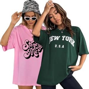 London Hills Printed Women Round Neck Dark Green, Pink T-Shirt - Buy ...