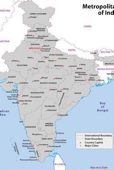Make a list of the large cities in India andshow them on a map of India ...