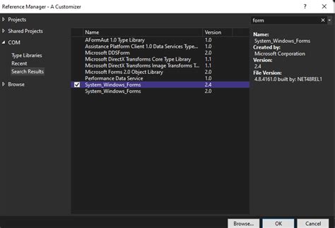 System.Windows.forms Not Adding to Dependency 的图像结果