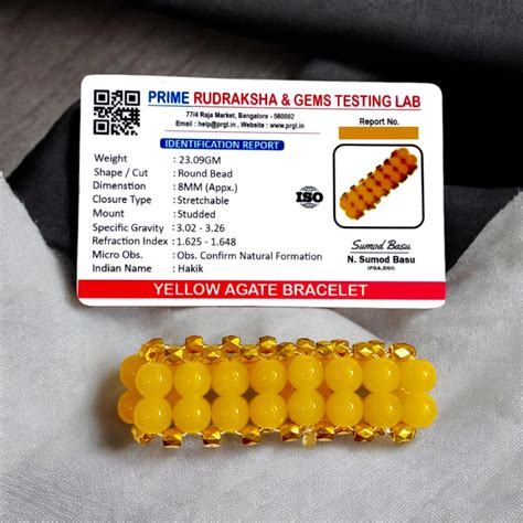 Yellow Agate Bracelet | Lab Certified Hakik for Confidence & Clarity ...