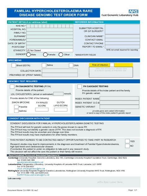 Fillable Online Familial Hypercholesterolaemia Genetic Testing Pathway ...