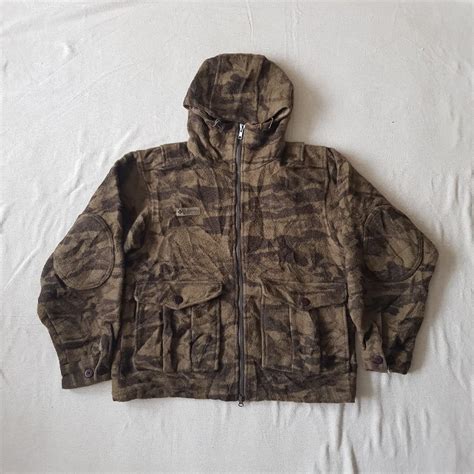 Mens vintage Columbia wool hunting jacket with large... - Depop
