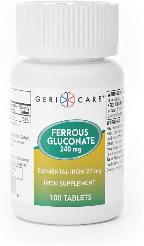 Amazon.com: Ferrous Gluconate, 324mg, 100 Tablets, 3-Pack : Health ...