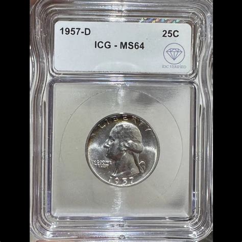 1957-D Quarter Dollars Silver Coinage ICG MS-64 IDC Verified - IDC COIN ...