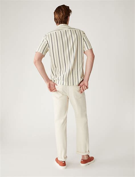 Buy Linen Blend Striped Cuban Collar Shirt at Marks & Spencer