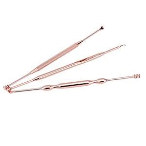 SYGA 3 Pieces Set Copper Coloured Ear Wax Pick Remover Curettes ...