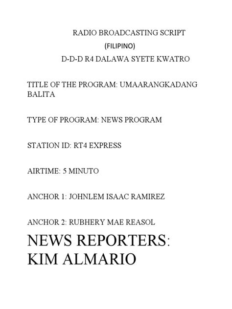 Image result for Broadcasting Script