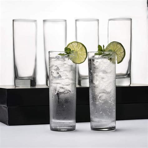 Premium Highball Glass Set - Elegant Tom Collins Glasses Set of 6-12oz ...