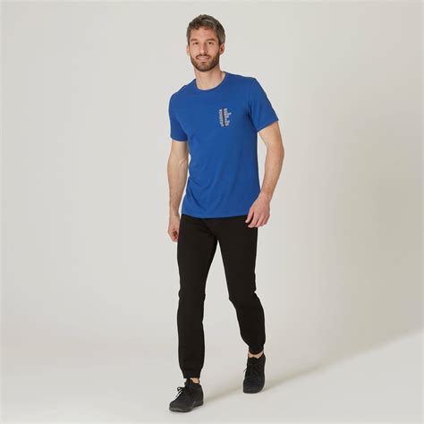 Refurbished Men Fitness Cotton Gym T-shirt Regular Blue - Condition A
