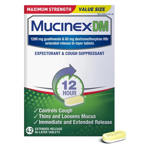 Mucinex DM 12 Hour Maximum Strength Expectorant And Cough Suppressant ...