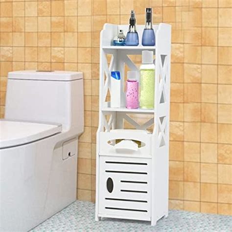 SS ARTS Bathroom Cabinet with Door/Toilet Paper Holder Organizer ...