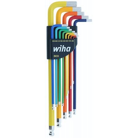 Wiha 13 Piece Ball End Color Coded Hex L-Key Set - SAE 66981 | Zoro