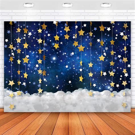 Buy Mocsicka Twinkle Twinkle Little Star Backdrop Navy Blue Galaxy ...
