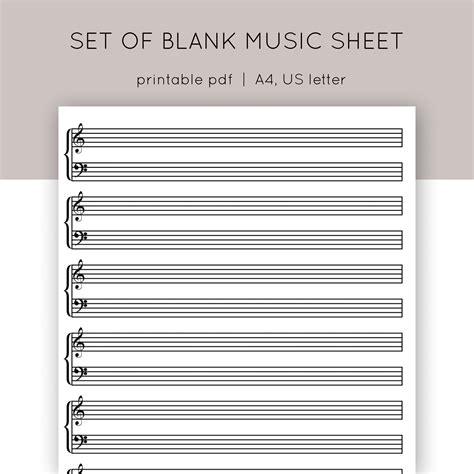 Set of blank music sheets, Piano staff paper. Blank music pa - Inspire ...
