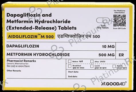 Aidgliflozin M 500/10mg Tablet ER 10s - Save 53% on Substitute Medicine