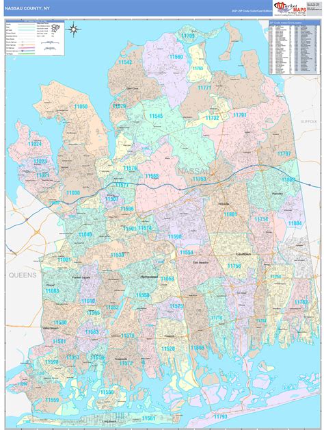 Nassau County, NY Wall Map Color Cast Style by MarketMAPS - MapSales