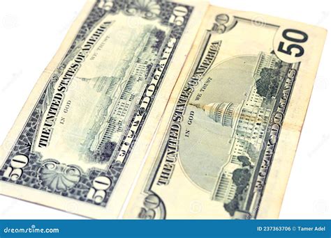 Reverse Side of 50 Fifty Dollars Bill Banknotes Series 1993 and 1996 ...