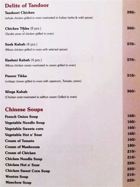 Menu at Namaste India Restaurant, Agra, +PCW