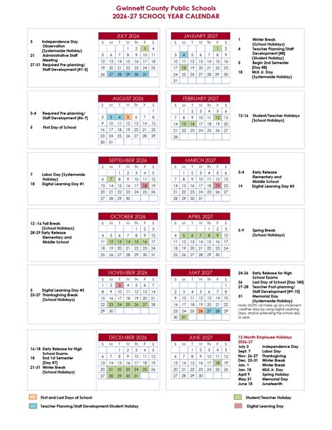 Gwinnett School County Calendar 26-27 Updated [PDF] - EduCounty