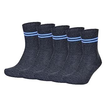 Buy Bizala Boys & Girls Grey with Sky Blue Strips Calf Length Woolen ...